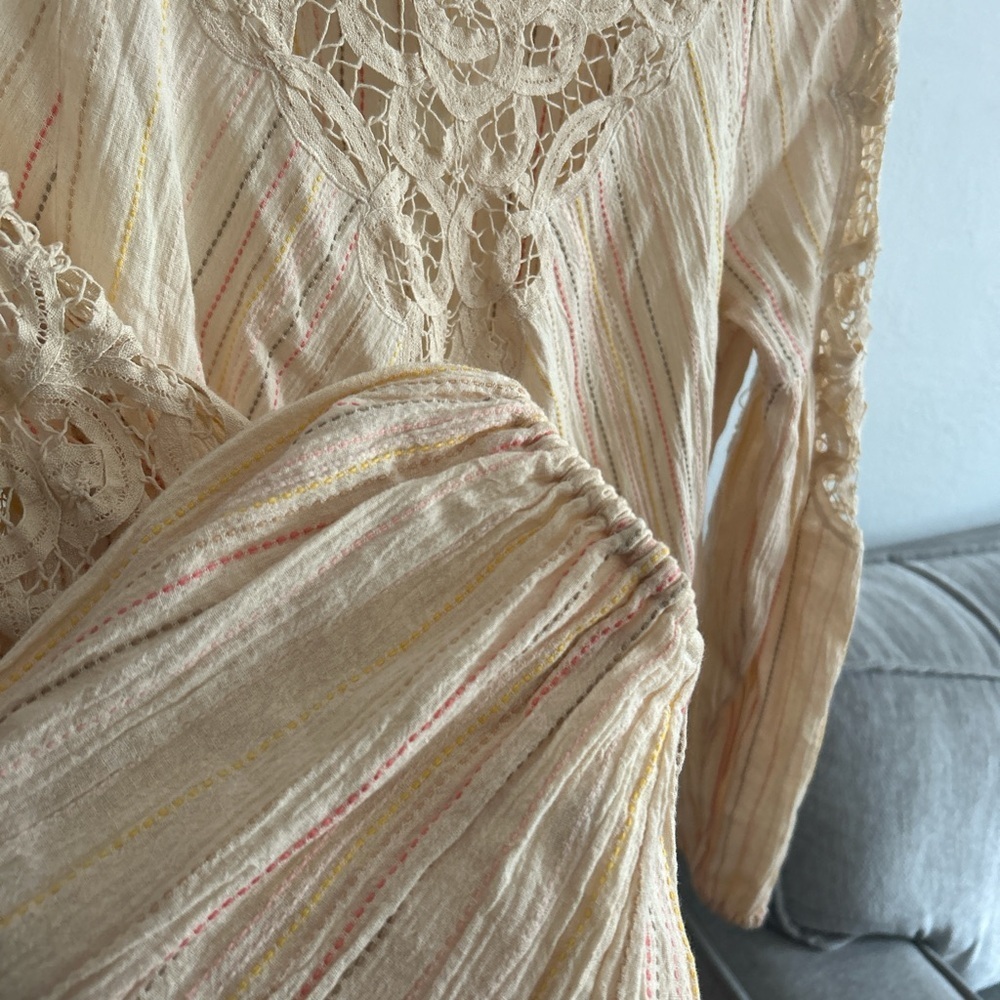 Free People Boho Crochet Cottagecore Top Blouse Size XS - Picture 8 of 12